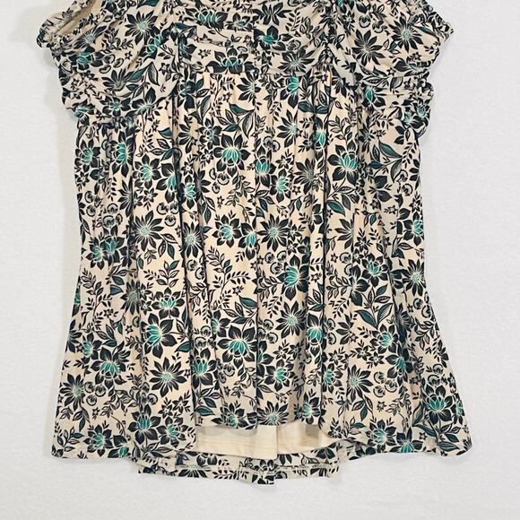 Torrid Tank Top Womens Plus 1X Cream Black Floral Sweetheart Babydoll Ruffle - Picture 4 of 8